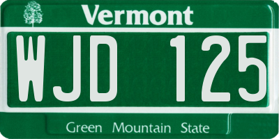 VT license plate WJD125