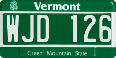 VT license plate WJD126