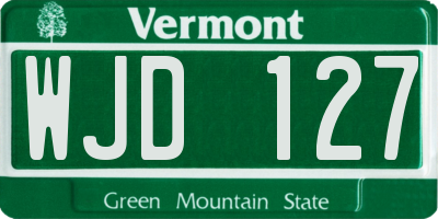 VT license plate WJD127