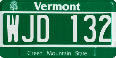 VT license plate WJD132