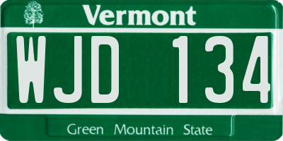 VT license plate WJD134