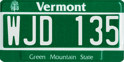 VT license plate WJD135