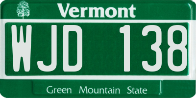 VT license plate WJD138
