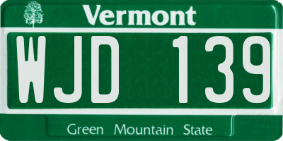 VT license plate WJD139