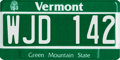 VT license plate WJD142