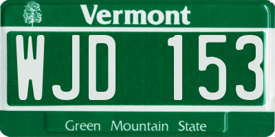 VT license plate WJD153