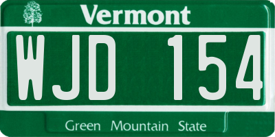 VT license plate WJD154