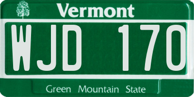 VT license plate WJD170