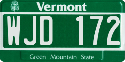 VT license plate WJD172