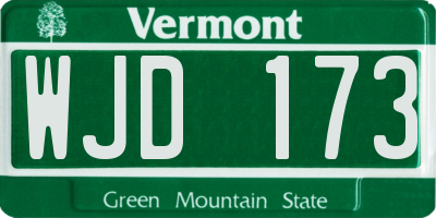 VT license plate WJD173