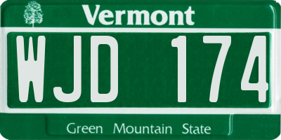VT license plate WJD174