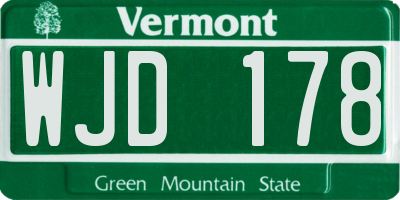 VT license plate WJD178
