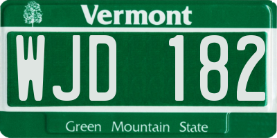 VT license plate WJD182