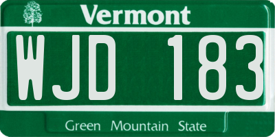 VT license plate WJD183