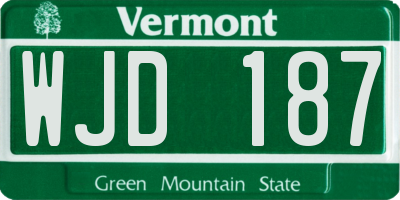 VT license plate WJD187