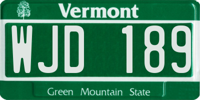 VT license plate WJD189