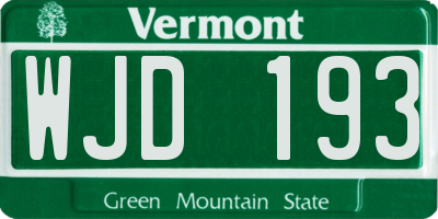VT license plate WJD193