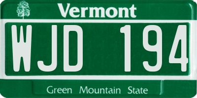 VT license plate WJD194