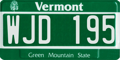 VT license plate WJD195