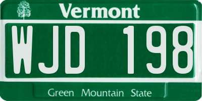 VT license plate WJD198