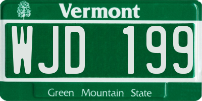 VT license plate WJD199