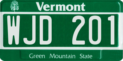 VT license plate WJD201