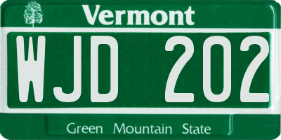 VT license plate WJD202