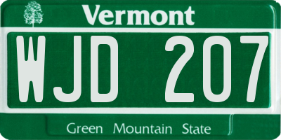 VT license plate WJD207