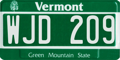 VT license plate WJD209