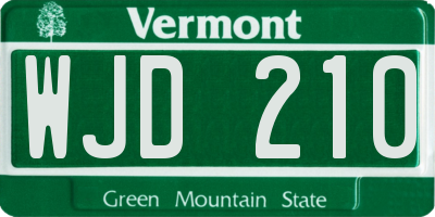 VT license plate WJD210