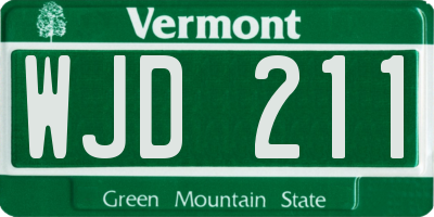 VT license plate WJD211