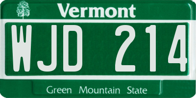 VT license plate WJD214