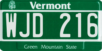 VT license plate WJD216