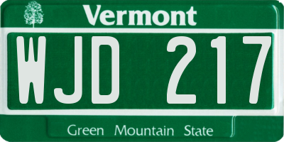 VT license plate WJD217
