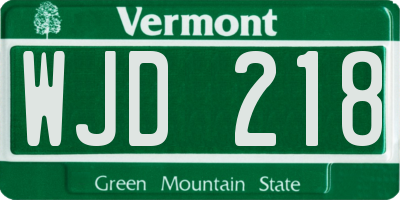VT license plate WJD218