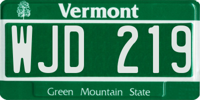 VT license plate WJD219
