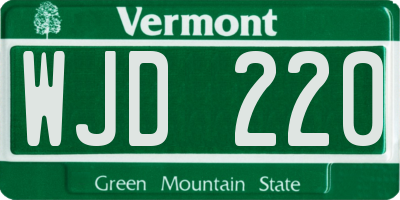 VT license plate WJD220