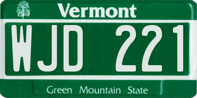 VT license plate WJD221