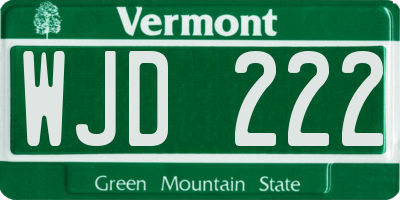 VT license plate WJD222