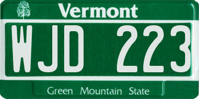 VT license plate WJD223