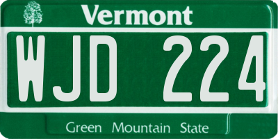 VT license plate WJD224