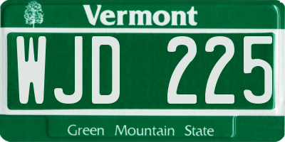 VT license plate WJD225
