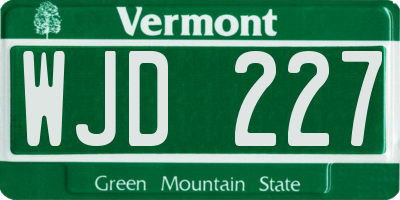 VT license plate WJD227