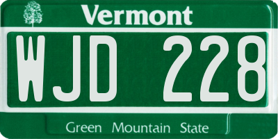 VT license plate WJD228