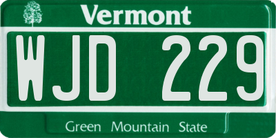 VT license plate WJD229