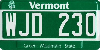 VT license plate WJD230