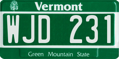 VT license plate WJD231