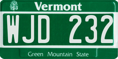 VT license plate WJD232