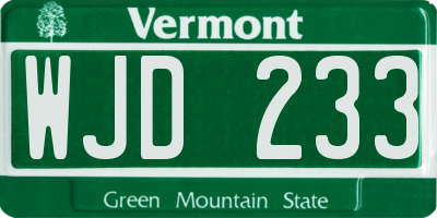 VT license plate WJD233