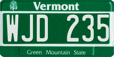 VT license plate WJD235